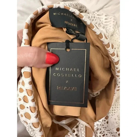 NEW-NWT Michael Costello x REVOLVE Berthe Ivory One Shoulder Lace Maxi Dress XS - Picture 7 of 8